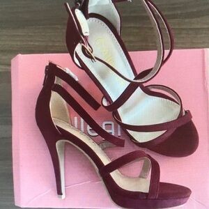 Women's Strappy High Heel Sandals in Burgundy
